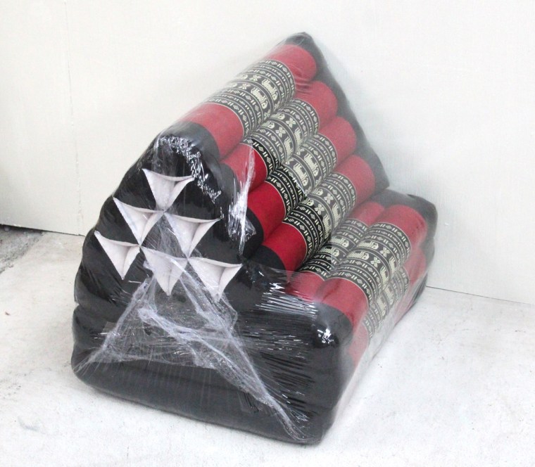 Kapok 3 Fold Triangle Cushion - Black Red Eles 1